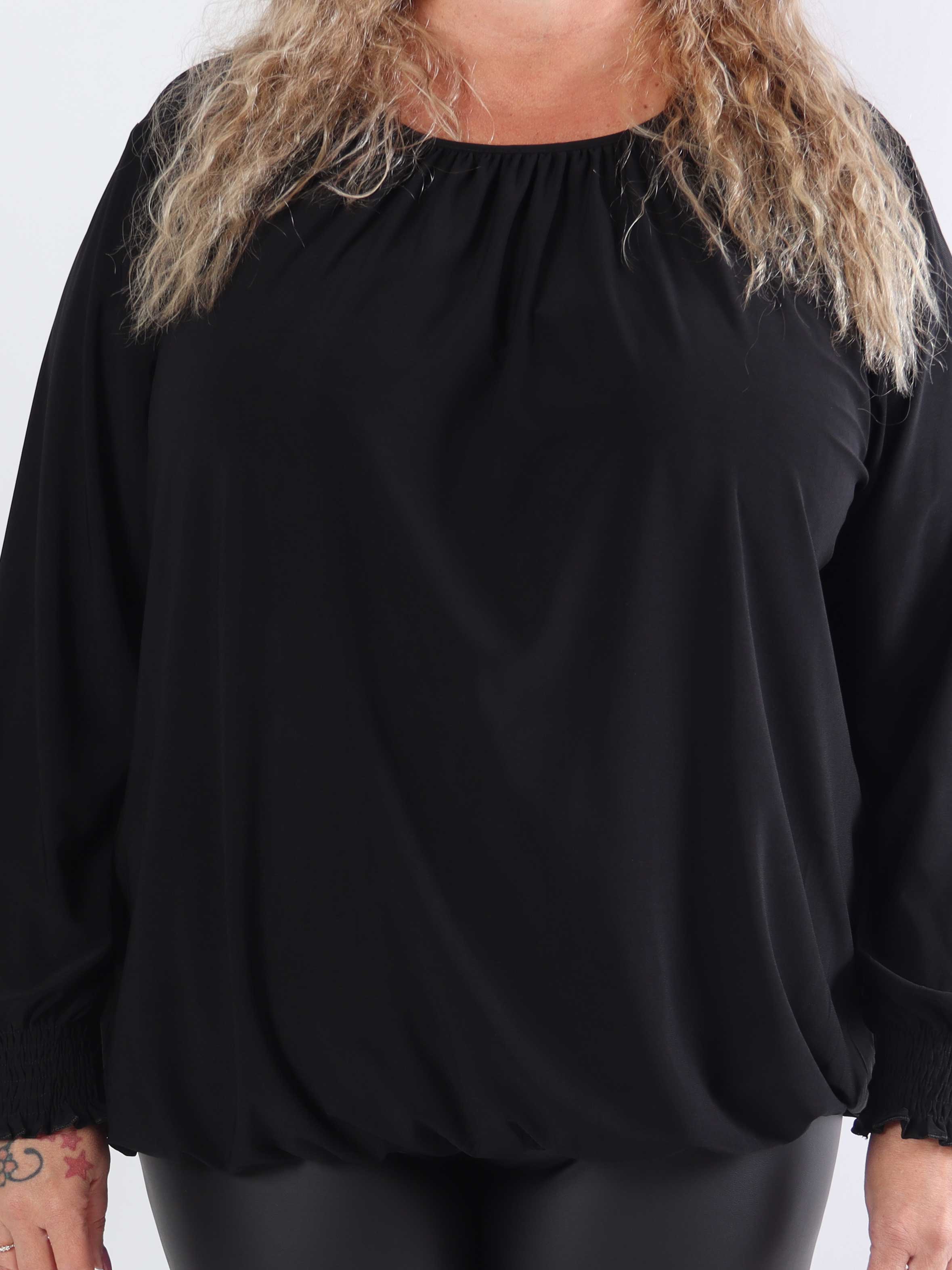 Miracle Plain Shirt L/S - Elastisk plus size-blus med långa ärmar